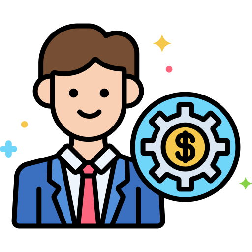Icon: Premium-Buchmacher mit Stil und Vorteilen Illustration eines seriösen Buchmachers mit Dollar-Symbol